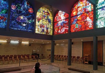 The colorful Chagall Windows, created by Marc Chagall, the son of Orthodox Jewish parents
