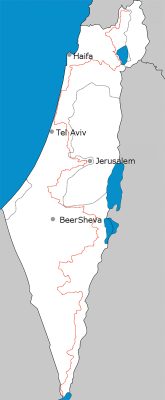 A map of Israel National Trail marked in red